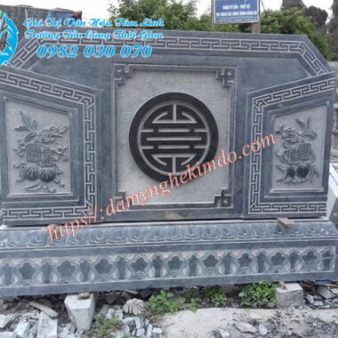Tắc môn đá, bình phong đá - Mẫu cuốn thư đá vuông đẹp