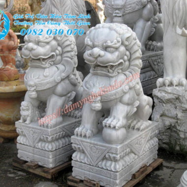 Đôi tượng nghê đá trắng đẹp