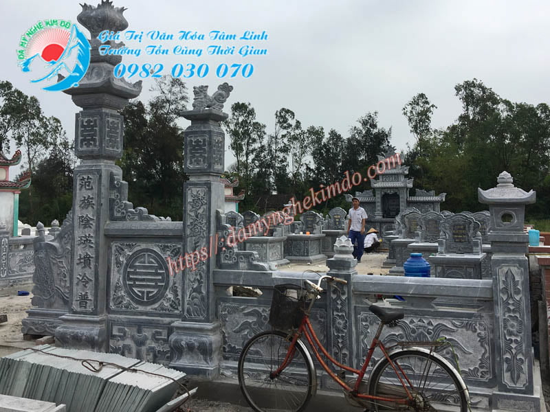 Lắp đặt Khu lăng mộ đá 120m2 tại Nghệ An, Công trình lắp đặt Khu lăng mộ tổ Họ Phạm tại Nghệ An