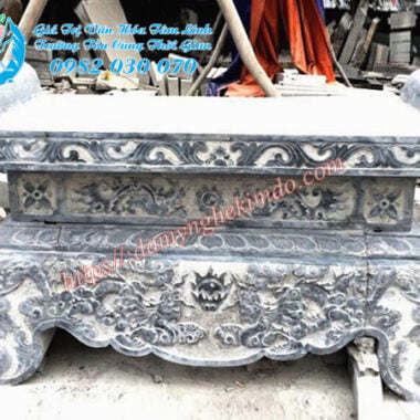 Nhang án đá, Hương án đá, Mẫu bàn lễ đá đẹp đế chân quỳ chạm rồng chầu, bàn thờ đá đế chân quỳ