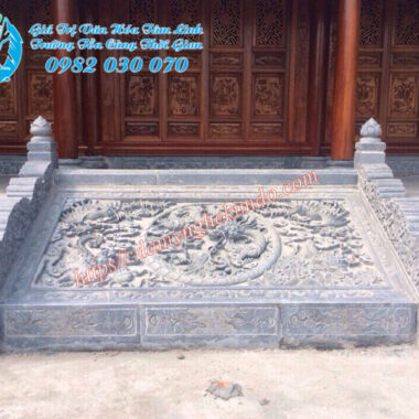 chiếu thờ đá, chiếu rồng đá chạm tứ linh, mẫu chiếu rồng đá đẹp, chiếu đá nhà thờ