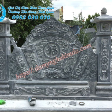 bình phong đá, cuốn thư đá vuông, chấn trạch đá, tắc môn đá