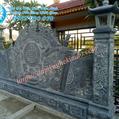Mẫu bình phong đá có cột đẹp, bình phong đá, cuốn thư đá vuông, chấn trạch đá, tắc môn đá