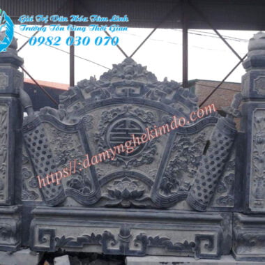 Mẫu bình phong đá có cột đẹp, bình phong đá, cuốn thư đá vuông, chấn trạch đá, tắc môn đá