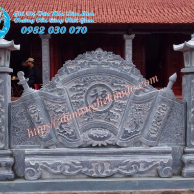Mẫu bình phong đá có cột đẹp, bình phong đá, cuốn thư đá vuông, chấn trạch đá, tắc môn đá
