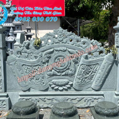 Mẫu bình phong đá có cột đẹp, bình phong đá, cuốn thư đá vuông, chấn trạch đá, tắc môn đá