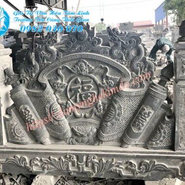 bình phong đá, cuốn thư đá vuông, chấn trạch đá, tắc môn đá