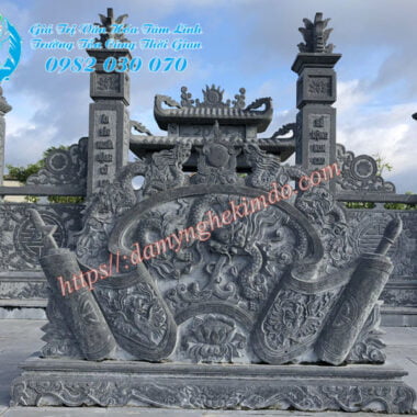 bình phong đá, cuốn thư đá vuông, chấn trạch đá, tắc môn đá