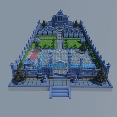 Bản vẽ 3D Phối cảnh Khu lăng mộ đá đẹp, phối cảnh khu lăng mộ