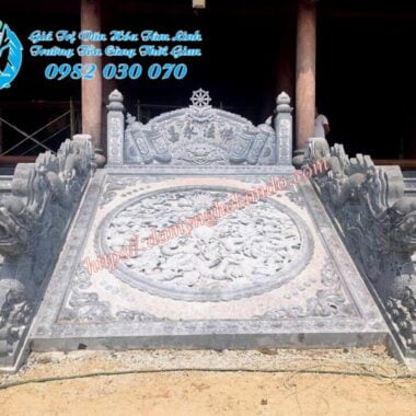 chiếu thờ đá, chiếu rồng đá chạm tứ linh, mẫu chiếu rồng đá đẹp, chiếu đá nhà thờ