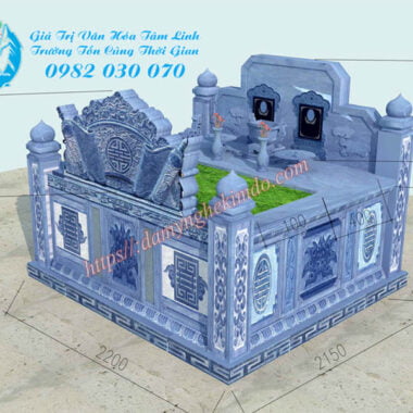 Thiết kế mộ tổ quây đẹp dùng làm mộ đá đôi, mộ bành đá đôi