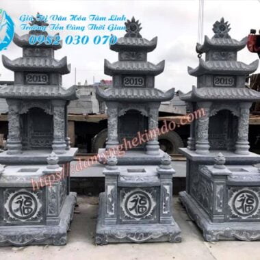 Mộ đá 3 mái, Mộ đá cao cấp ba đao, Mẫu mộ đá ba mái đế chân quỳ dạ cá