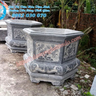 Mẫu Chậu đá cảnh hình lục giác, chậu cảnh đá, bể cảnh đá