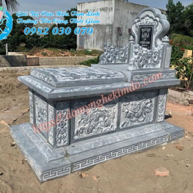 Mẫu mộ đá không mái đẹp, Mẫu mộ đá đẹp chạm tứ linh, mộ bành đá, mộ tam sơn