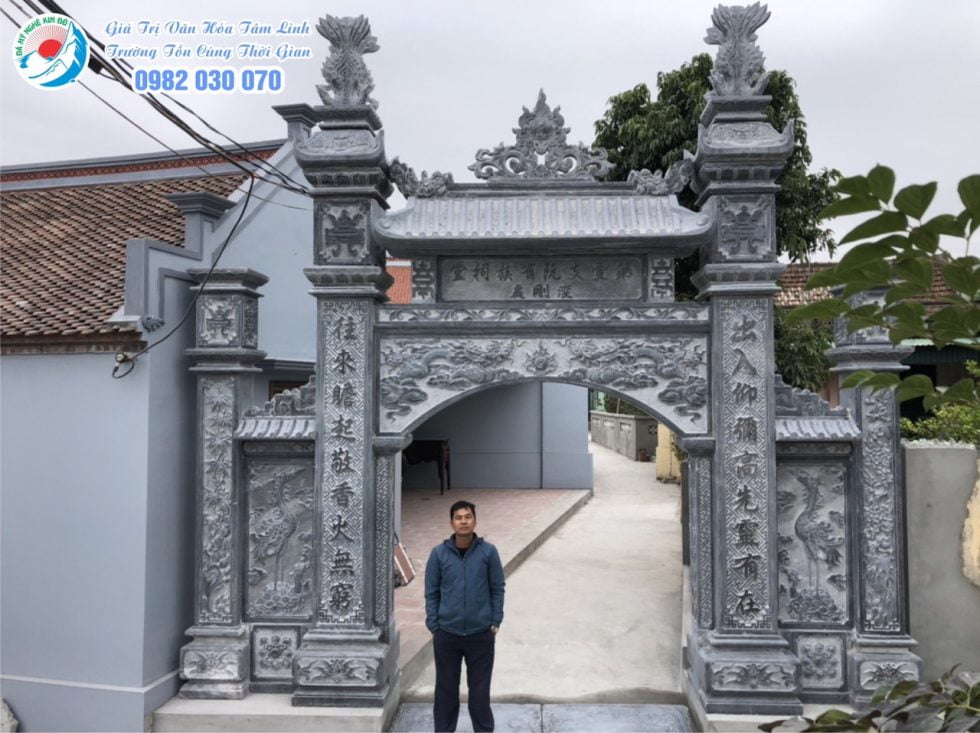 Cổng đá cho Nhà thờ họ, Cổng tam quan đá,Lắp cổng đá đẹp cho nhà thờ họ Nguyễn tại Thái Bình
