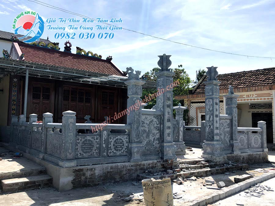 Công trình lắp cổng đá tứ trụ, lan can đá, cuốn thư đá, đỉnh hương đá cho Nhà thờ họ Trần tộc tại Nghệ An, cổng đá, cổng tam quan đá