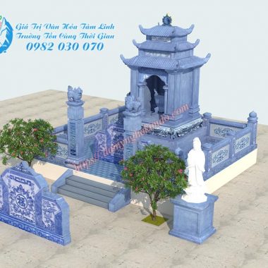 Bản vẽ thiết kế phối cảnh 3D Khu lăng mộ đá diện tích 20m2, Phối cảnh khu lăng mộ đá nhỏ, Dựng khu lăng mộ đá 3D