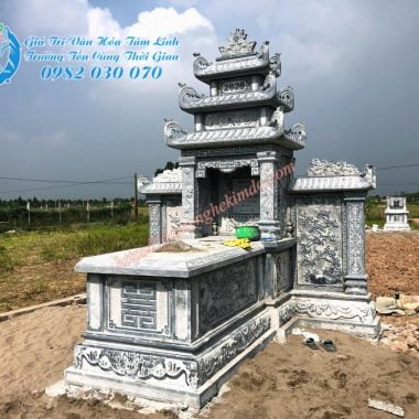 Công trình lắp đặt mộ tổ đá liền lăng cánh đá tại Hà Nội. Mẫu mộ đá liền lăng thờ đá đẹp