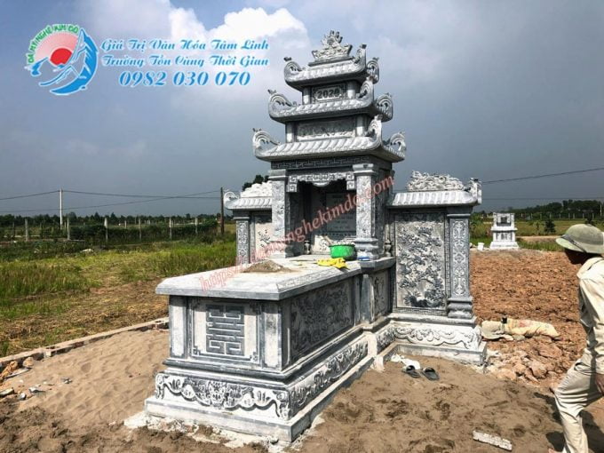 Công trình lắp đặt mộ tổ đá liền lăng cánh đá tại Hà Nội. Mẫu mộ đá liền lăng thờ đá đẹp