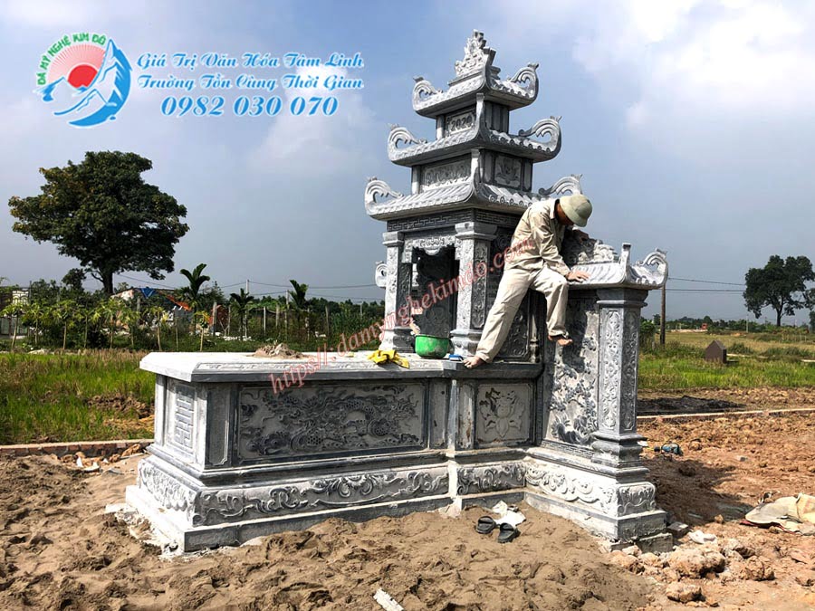 Công trình lắp đặt mộ tổ đá liền lăng cánh đá tại Hà Nội. Mẫu mộ đá liền lăng thờ đá đẹp