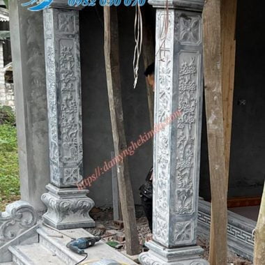 Cột đá nhà thờ, Cột vuông đá, Cột đá hiên chạm tứ quý