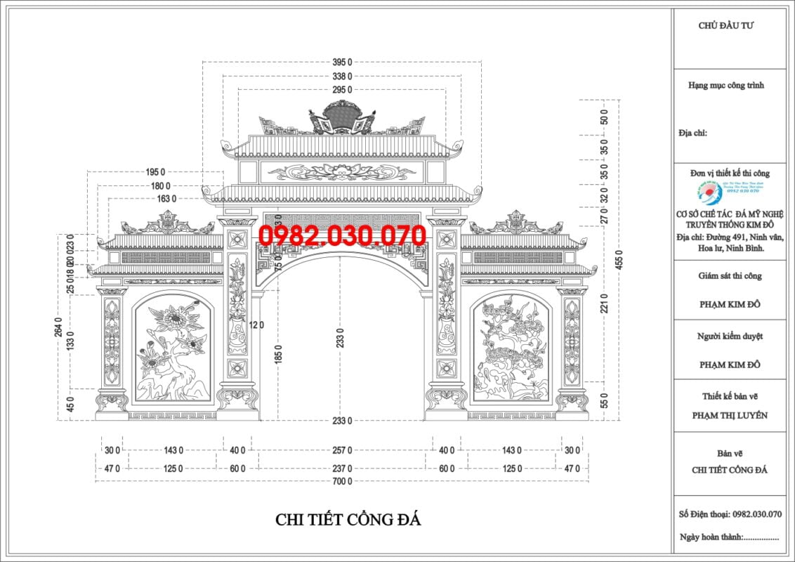 Thiết kế Cổng đá tam quan đẹp, Bản vẽ cổng đá đẹp, thiết kế cổng tam quan đẹp bằng đá, Mẫu cổng đá song trụ, Mẫu cổng đá tứ trụ