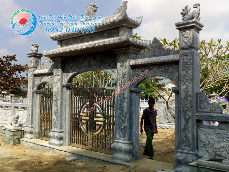 Mẫu cổng tam quan đá đẹp giá rẻ hiện nay - Lăng mộ đá xanh khối Kim Đô