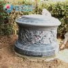 Mộ đá tròn nguyên khối chạm đầm sen, mộ tròn đá, mẫu mộ tròn đẹp, mo tron, mộ đá đẹp