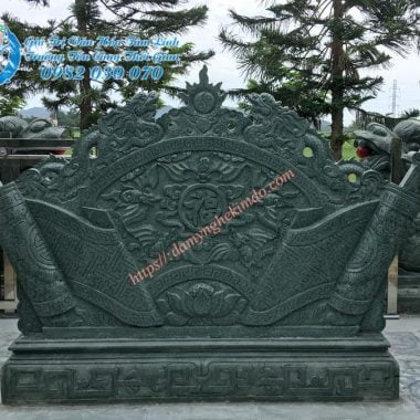 bình phong đá chạm ngũ phúc, tắc môn đá, chấn phong đá xanh rêu