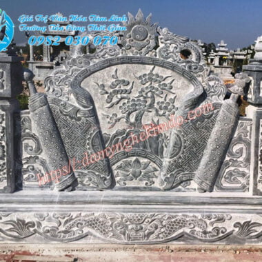 bình phong đá, cuốn thư đá vuông, chấn trạch đá, tắc môn đá