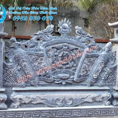 Mẫu bình phong đá có cột đẹp, bình phong đá, cuốn thư đá vuông, chấn trạch đá, tắc môn đá