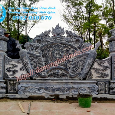 bình phong đá, cuốn thư đá vuông, chấn trạch đá, tắc môn đá