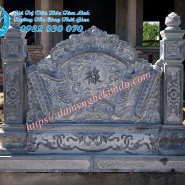 Mẫu bình phong đá có cột đẹp, bình phong đá, cuốn thư đá vuông, chấn trạch đá, tắc môn đá
