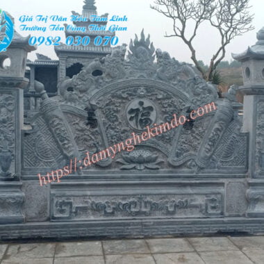 Mẫu bình phong đá có cột đẹp, bình phong đá, cuốn thư đá vuông, chấn trạch đá, tắc môn đá