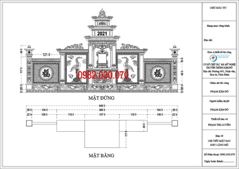 Công trình lắp đặt Khu lăng mộ đá đẹp 50m2 tại Thanh Hóa-T9/2021