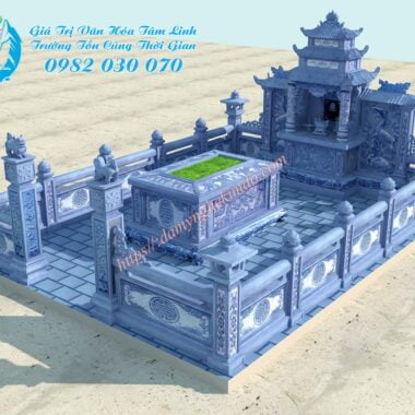 Bản vẽ Thiết kế Khu lăng mộ đá đẹp với diện tích 25m2,Khu lăng mộ đá nhỏ, thiết kế 3D khu lăng mộ gia đình