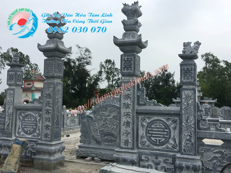 Công trình lắp đặt Khu lăng mộ đá 120m2 tại Nghệ An, Công trình lắp đặt Khu lăng mộ tổ Họ Phạm tại Nghệ An