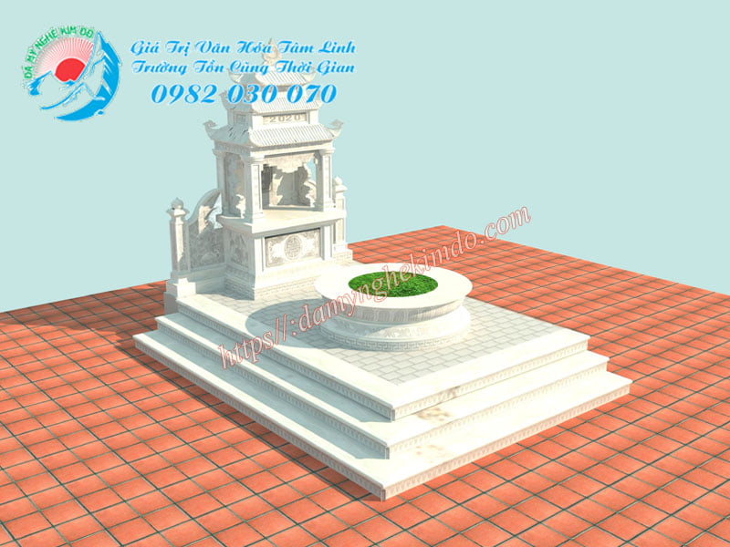 lắp dựng Lăng mộ tổ cô họ Lã tại Thái Bình, thiết kế Lăng mộ đá trắng nhỏ xinh