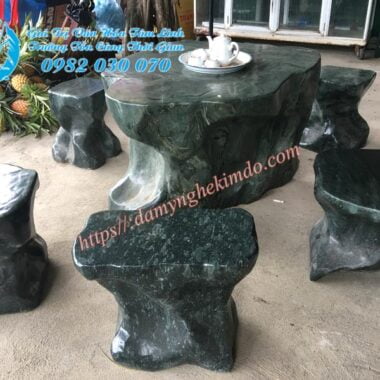 bàn ghế đá tự nhiên làm bằng đá xanh rêu cao cấp, ban ghe da tu nhien, mẫu bàn ghế đá đẹp