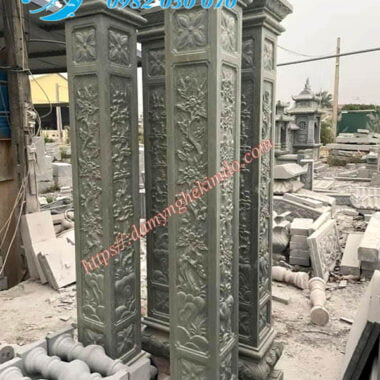cột đá xanh rêu, cột hiên đá, cột đá vuông, cột đá nhà thờ họ