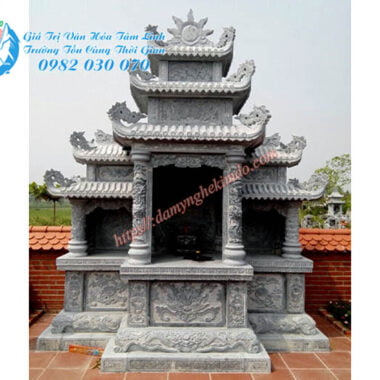 Xem ngày tốt xây mộ đá, lăng mộ đá, Mẫu lăng cánh hộp 7 mái đao lá, lăng thờ cánh 3 cung, lăng mộ đá đẹp