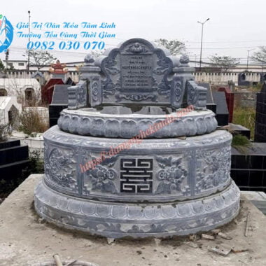 Mẫu mộ tròn đá đẹp chạm tứ linh, mộ đá tròn