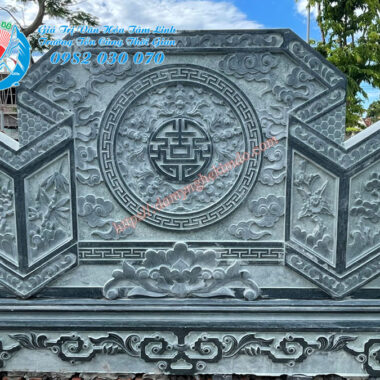 Mẫu cuốn thư đá đẹp, Bức bình phong phía ngoài Khu lăng mộ đá đẹp, cuốn thư đá xanh rêu