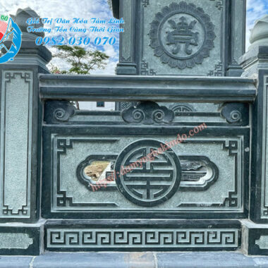 Hàng rào lan can đá, Lan can đá thông phong, Mẫu lan can đá đẹp chạm chữ Thọ, Lan can đá xanh rêu, Lan can Chữ Thọ, Lan can đá thông phong