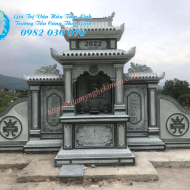 Mẫu lăng cánh đá đẹp 2023 tổng dài trên 5m, lăng thờ cánh, lăng mộ đá 2 mái