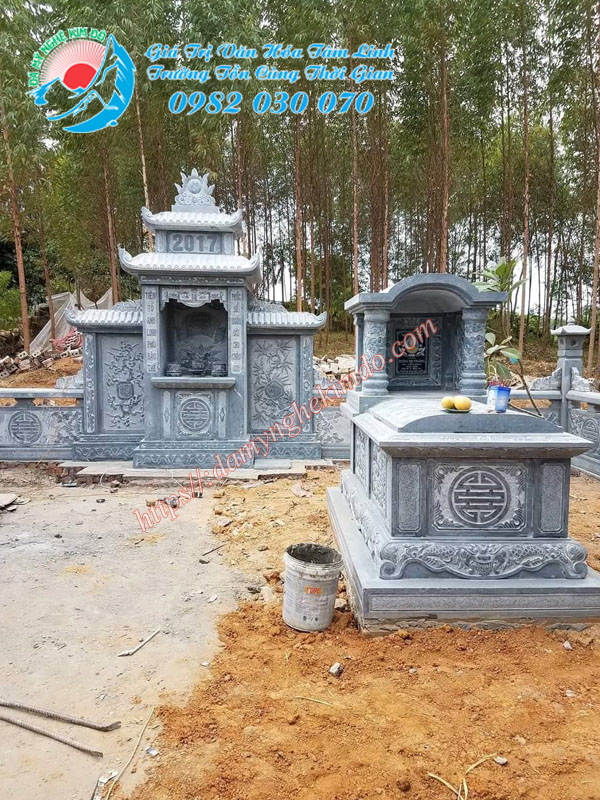 Lắp lăng mộ đá đẹp tại Phú Thọ, Lăng cánh 2 mái, Mộ mái vòm