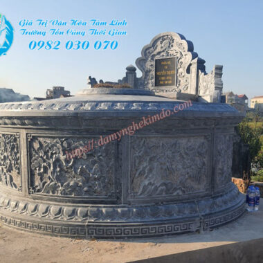 Mẫu Mộ tròn đá đẹp chạm tứ quý, Mộ đá tròn