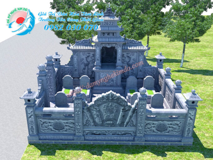 Bản thiết kế Phối cảnh 3D Khu lăng mộ đá, bản vẽ 3D khu lăng mộ đá nhỏ tại Thái Bình