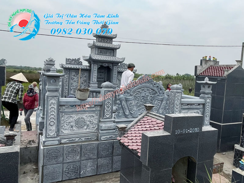 Lắp đặt Khu lăng mộ đá nhỏ 13m2 tại Thái Bình.