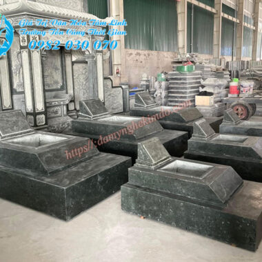 Mẫu mộ đá liền khối xanh rêu cao cấp, Mộ đá không mái, mộ đá xanh rêu